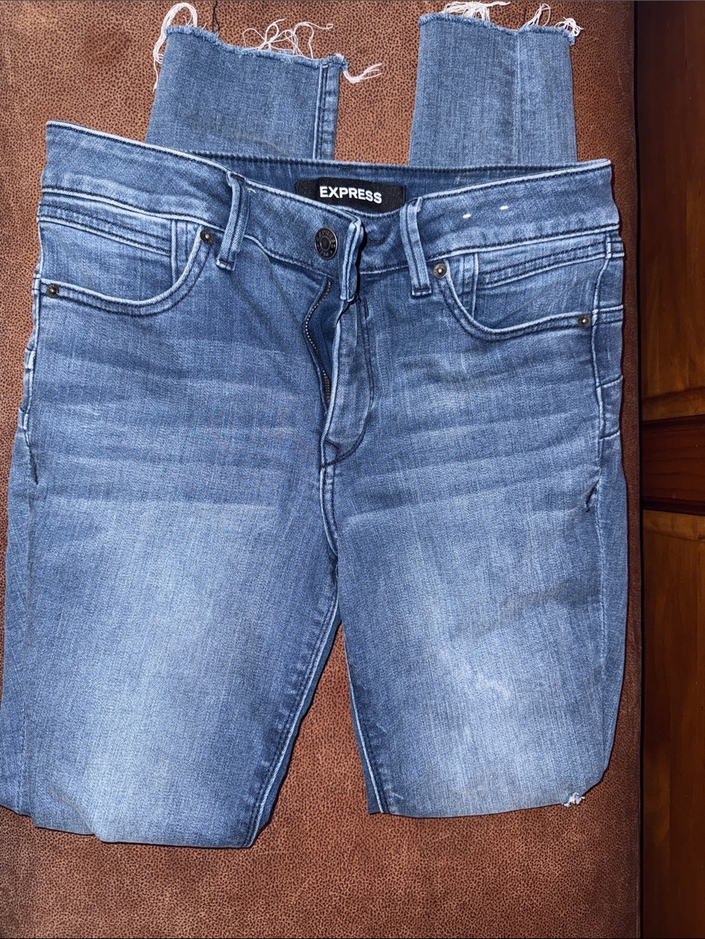Express Denim Perfect Lift Ankle Legging Jeans - Dark Blue